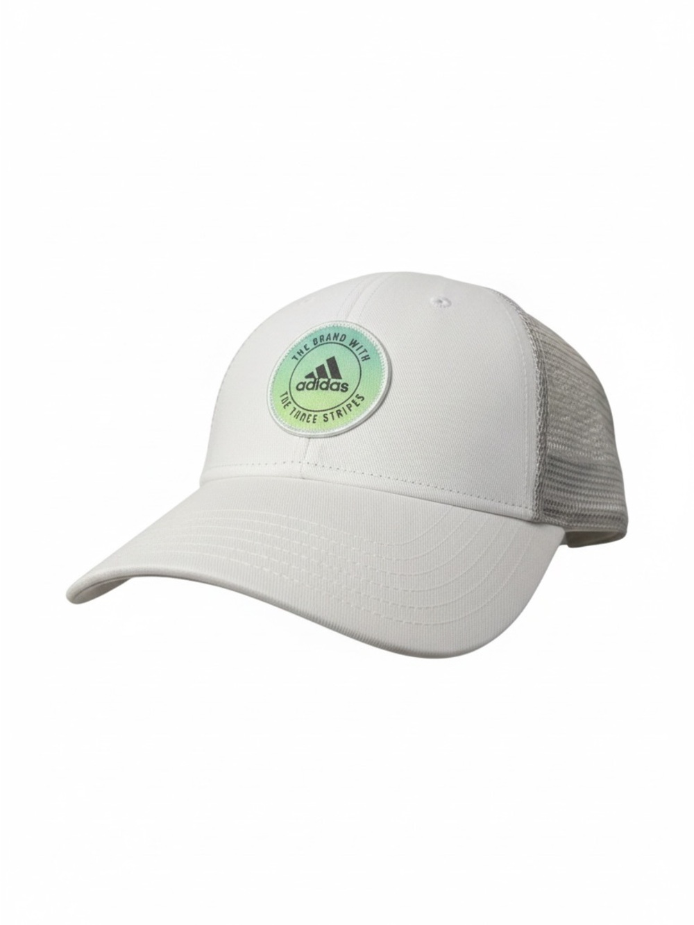 adidas White Trucker Hat with Mint Green Logo Patch
